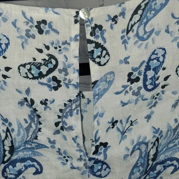 Lucky Brand Blue and White Floral Paisley Coastal 100% Linen Shift Dress Size XS - Picture 6 of 11